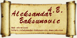Aleksandar Bakšunović vizit kartica